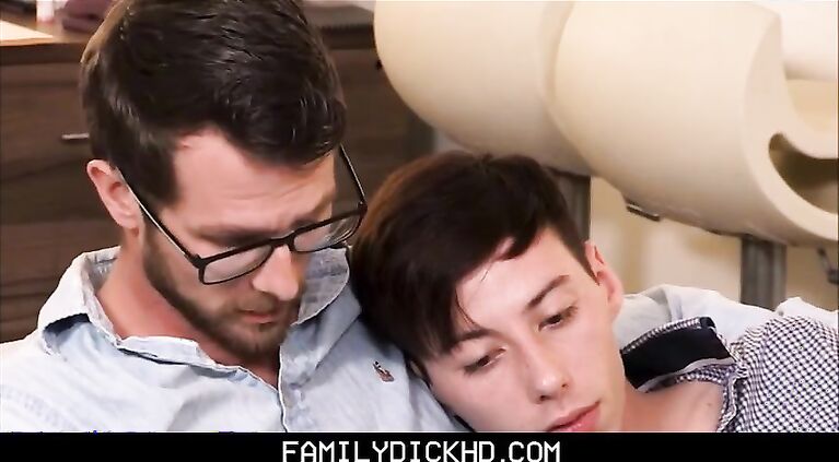 stepdad helps twink stepson feel better after he has a bad day at school