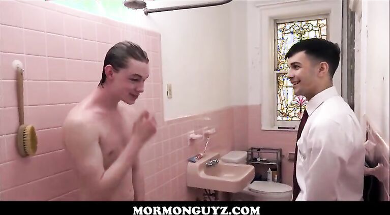 two hot twink mormon boys fucked in shower while daddy records