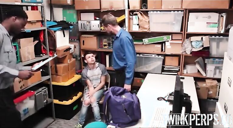 Straight Young Twink Boy Step s. Shoplifter And His Step Dad Have Sex With Big Gay Black Security Guard For No Cops