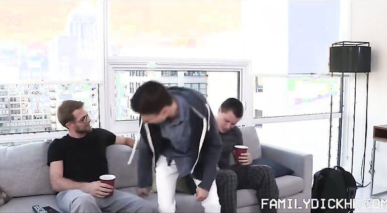 Horny Stepdad Threesome With Twink And Jock Stepson