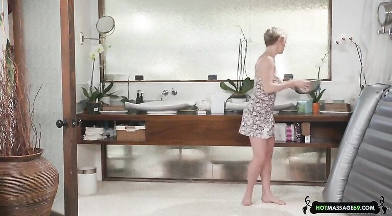 mom and her busty friend make s. a massage