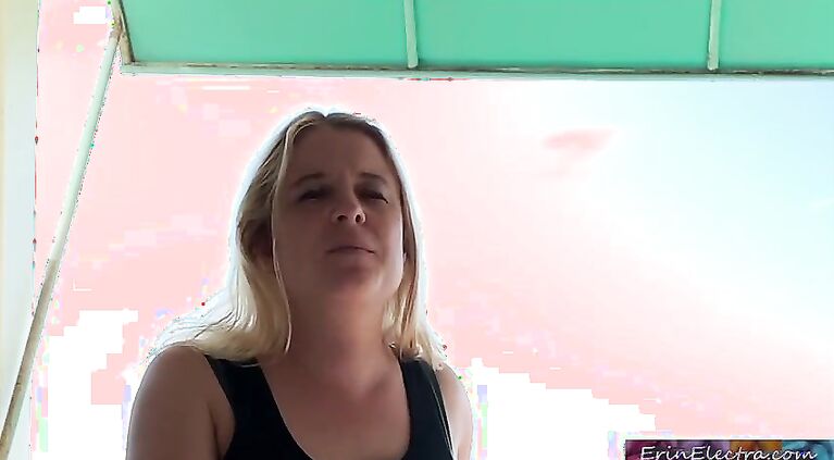 Stepmom on vacation by the ocean fucks stepson