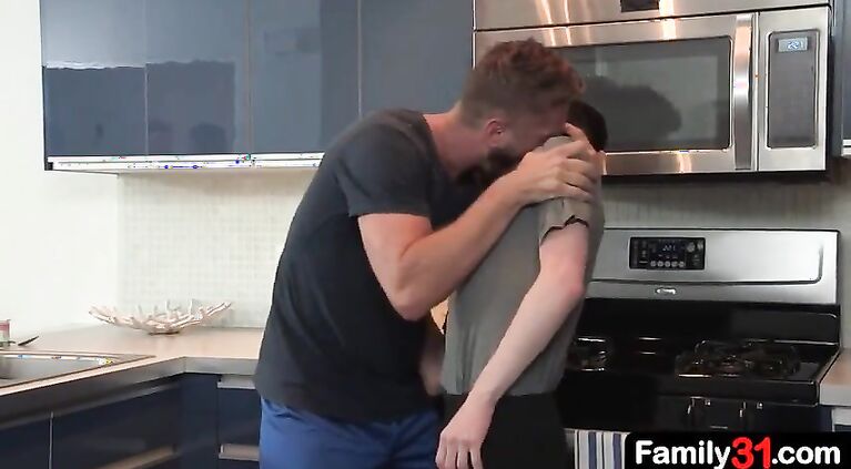 The muscular dad licks his s.’s tight hole and then makes the boy sit on his dick for a bareback cockride