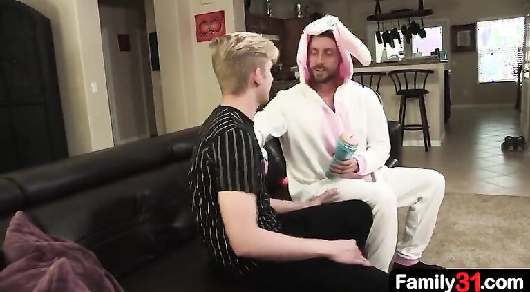 The old pervy dad slides his thick cock inside the s.’s ass raw, making him scream in aching pleasure