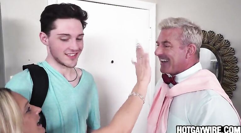 He meets his new stepson for the first time - gay porn