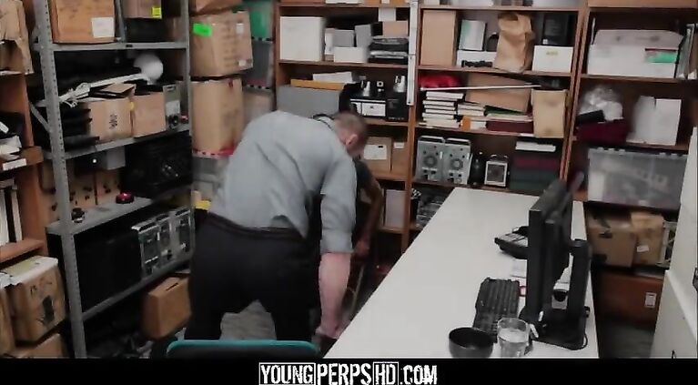 Straight Black Twink Caught Having Sex With Female In Changing Rooms Fucked By Gay Security Guard For Freedom