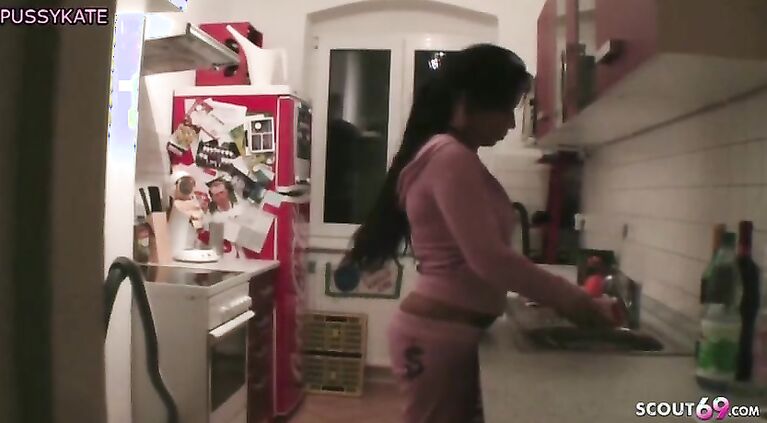 Son Seduce German Stepmom to Fuck in kitchen When Dad away