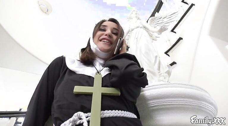 Slutty Teen Lesbian Fingering and Toying With Her Nun Stepsis Before 69ing