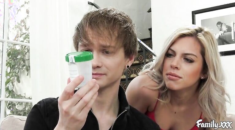 Blonde Babe Allie Nicole Helps Her Stepbrother By Working His Cock