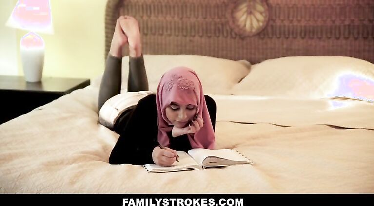 FamilyStrokes - Busty Chick Rides Fat Cock In Hijab