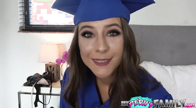 Slutty Step Daughter Gets a Big Dick and A Good Fuck For Graduation Present