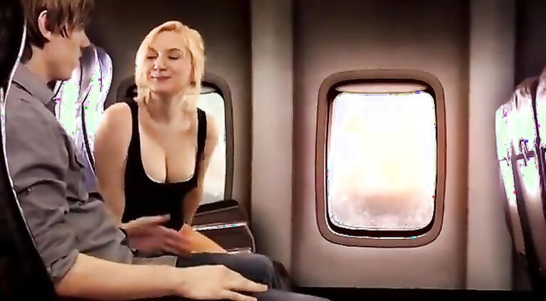 Sister Fifi Foxx gives brother Aiden Valentine a BJ on airplane