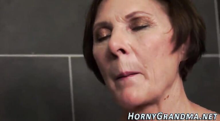 Showering granny facial