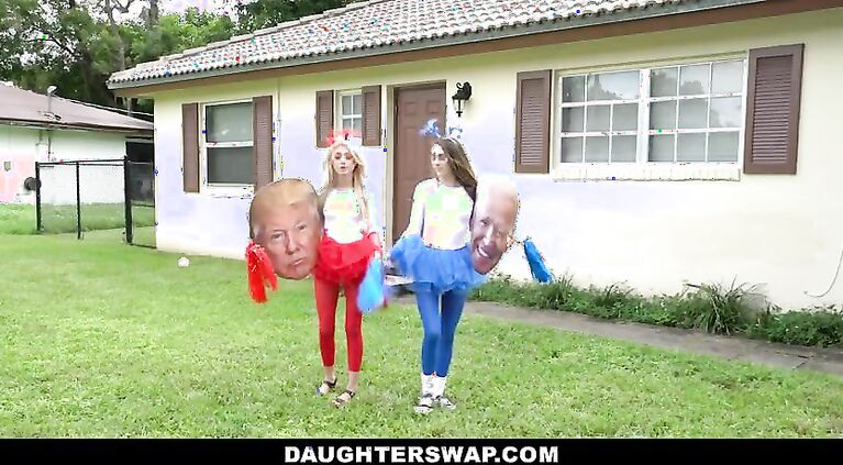 Teen Neighbors Swap & Fuck Dad To Vote Red & Blue