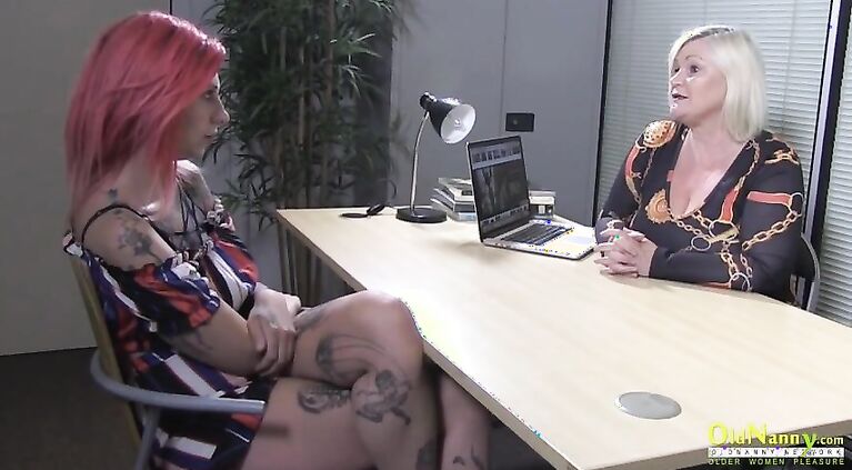 OldNannY Lacey Starr and Lesbian Striptease