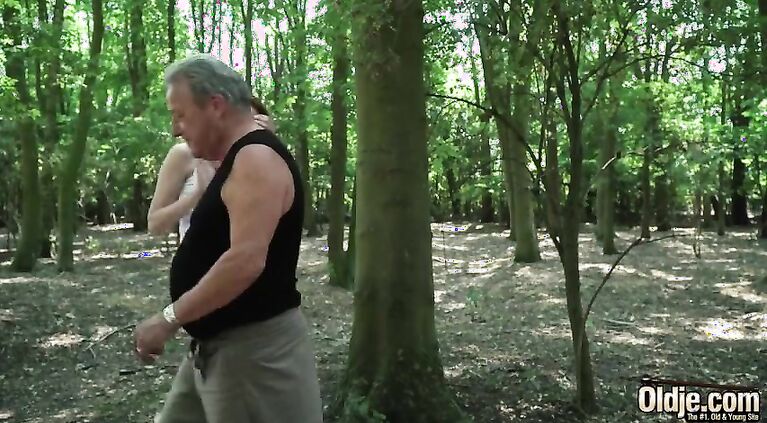 Sexy young redhead seducing grandpa and has incredible sex with him