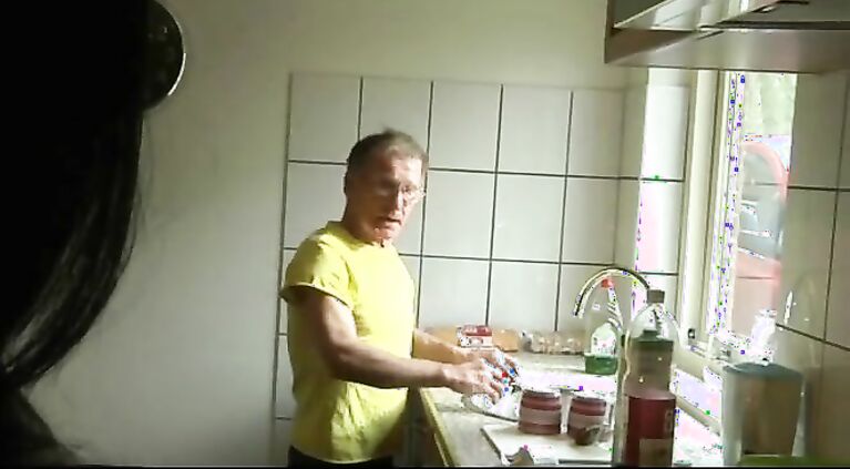 Daring young brunette fucks hard in the kitchen