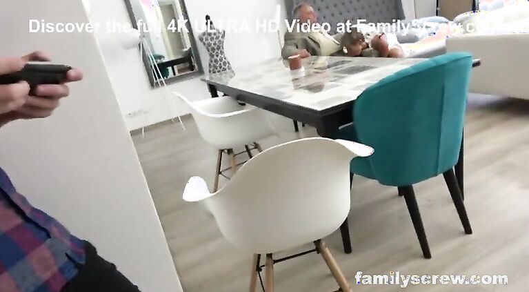 8 Months Pregnant Maid watching StepFamily Fuck