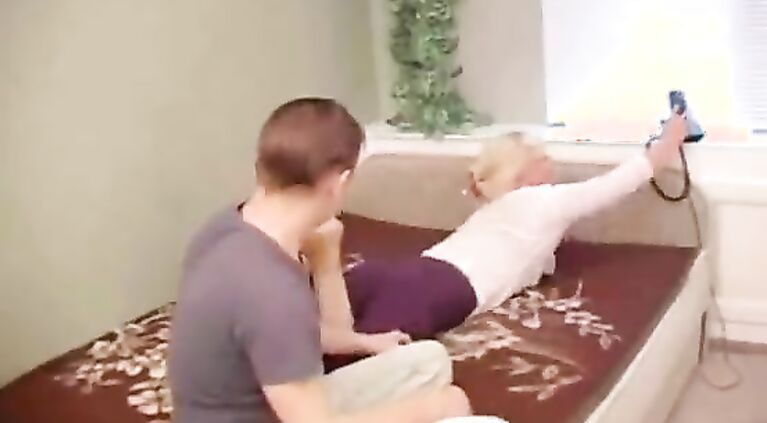 hot russian m. fucking with her young s. on bed