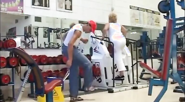 Mature chubby woman attacked and fucked in the gym shower