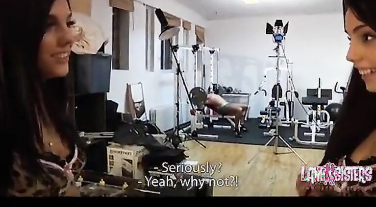 Hot Teen Sisters Blow Guy at Gym