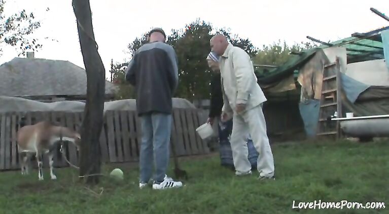 Granny enjoys a cumshot after passionate outdoor fucking