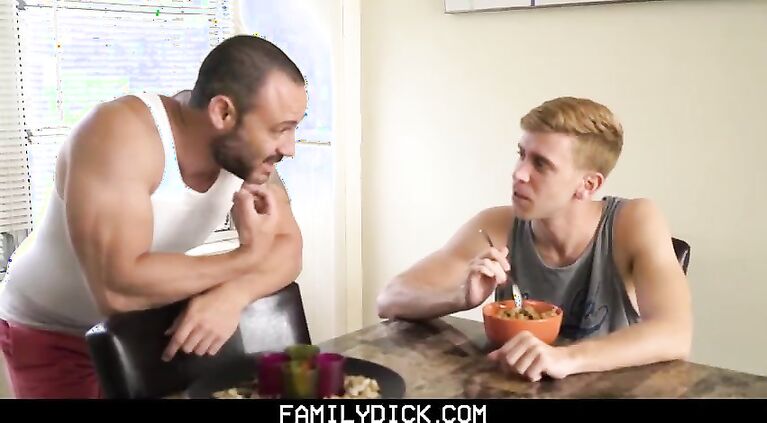 FamilyDick - Sexy stepson tempts horny muscle daddy with big raw cock