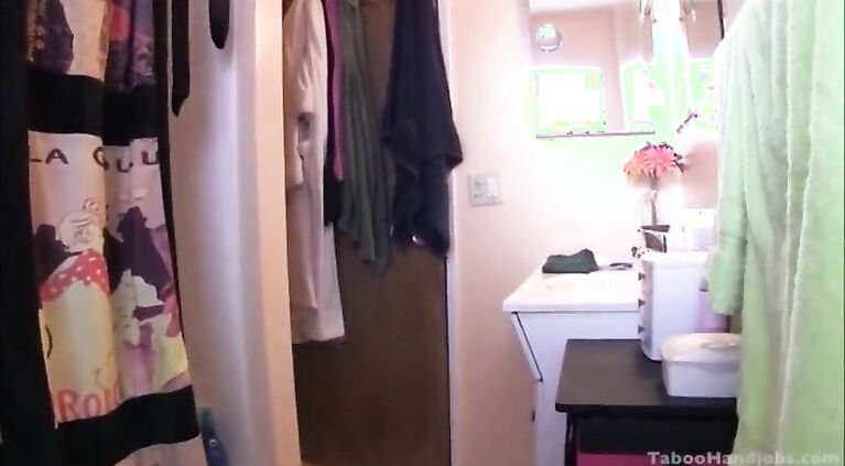 stepMOM CATCHES stepSON WANKING AND HELPS HIM WITH A DEEPTHROAT BLOWJOB